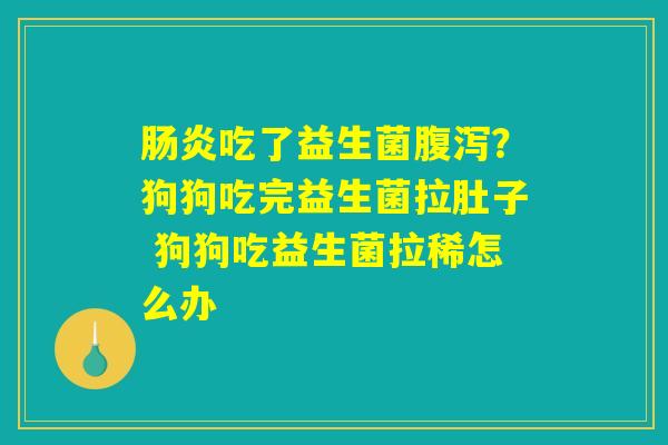 肠炎吃了益生菌腹泻?狗狗吃完益生菌拉肚子 狗狗吃益生菌拉稀怎么办 肠炎吃了益生菌腹泻?狗狗吃完益生菌拉肚子 狗狗吃益生菌拉稀怎么办