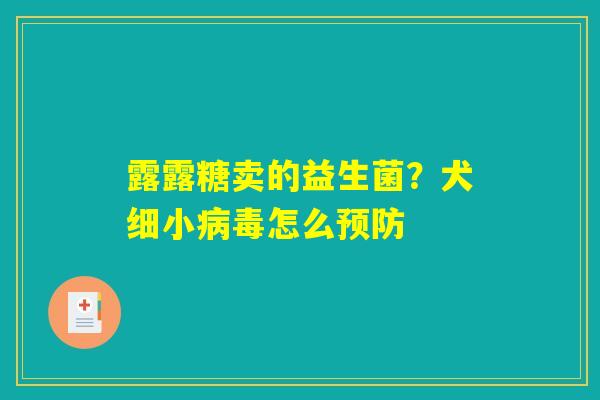 露露糖卖的益生菌？犬细小病毒怎么预防