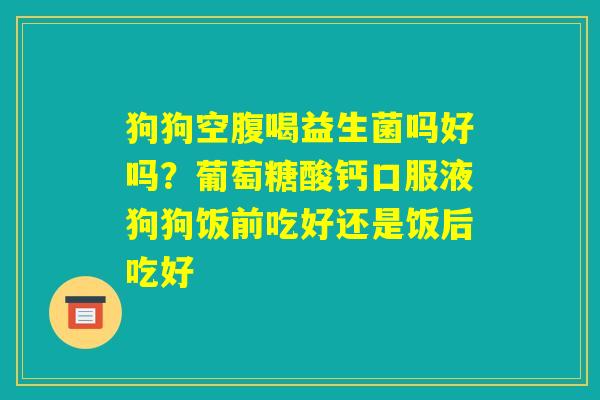 狗狗空腹喝益生菌吗好吗？葡萄糖酸钙口服液狗狗饭前吃好还是饭后吃好