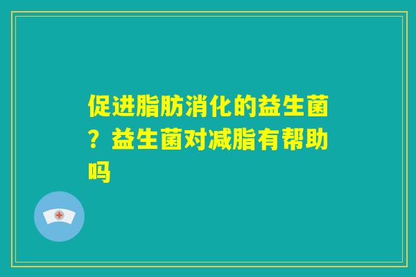 促进脂肪消化的益生菌？益生菌对减脂有帮助吗
