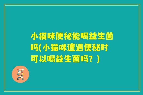 小猫咪便秘能喝益生菌吗(小猫咪遭遇便秘时可以喝益生菌吗？)
