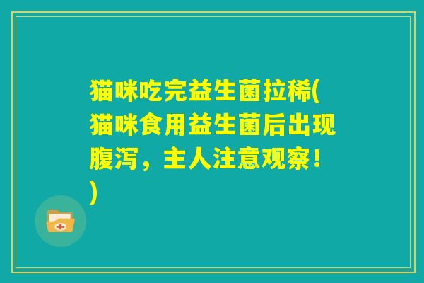 猫咪吃完益生菌拉稀(猫咪食用益生菌后出现腹泻，主人注意观察！)