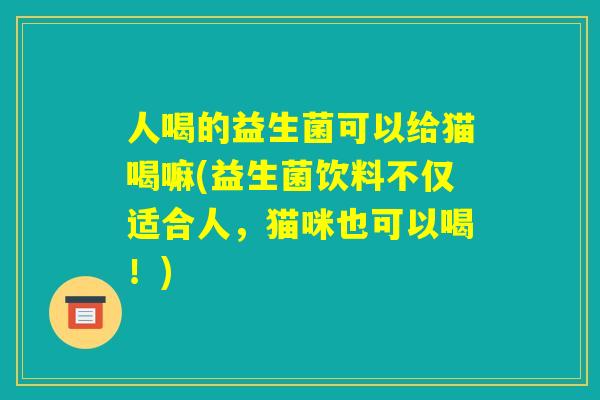人喝的益生菌可以给猫喝嘛(益生菌饮料不仅适合人，猫咪也可以喝！)