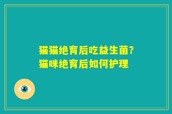 猫猫绝育后吃益生菌？猫咪绝育后如何护理