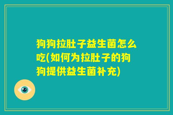 狗狗拉肚子益生菌怎么吃(如何为拉肚子的狗狗提供益生菌补充) 狗狗拉肚子益生菌怎么吃(如何为拉肚子的狗狗提供益生菌补充)