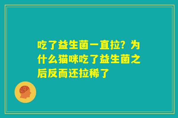 吃了益生菌一直拉？为什么猫咪吃了益生菌之后反而还拉稀了
