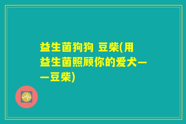 益生菌狗狗 豆柴(用益生菌照顾你的爱犬——豆柴)