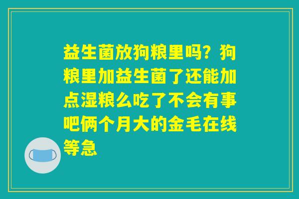 益生菌放狗粮里吗?狗粮里加益生菌了还能加点湿粮么吃了不会有事吧俩个月大的金毛在线等急 益生菌放狗粮里吗?狗粮里加益生菌了还能加点湿粮么吃了不会有事吧俩个月大的金毛在线等急