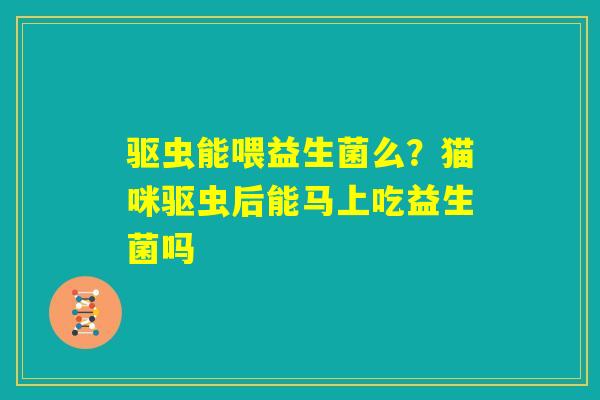 驱虫能喂益生菌么？猫咪驱虫后能马上吃益生菌吗