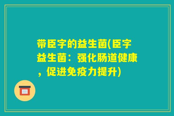 带臣字的益生菌(臣字益生菌：强化肠道健康，促进免疫力提升)