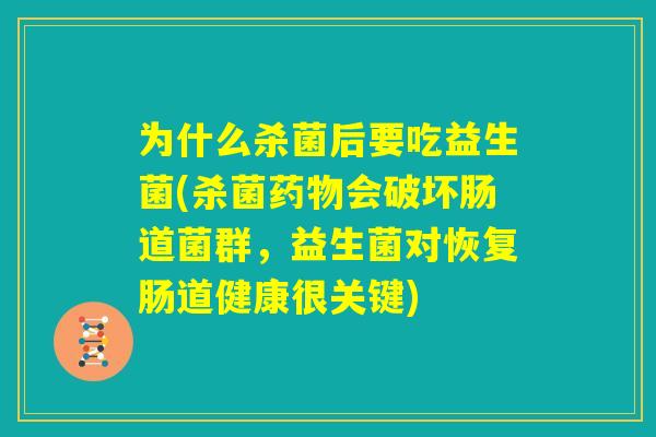 为什么杀菌后要吃益生菌(杀菌药物会破坏肠道菌群,益生菌对恢复肠道健康很关键) 为什么杀菌后要吃益生菌(杀菌药物会破坏肠道菌群,益生菌对恢复肠道健康很关键)