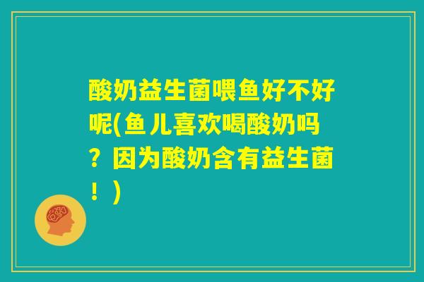 酸奶益生菌喂鱼好不好呢(鱼儿喜欢喝酸奶吗？因为酸奶含有益生菌！)