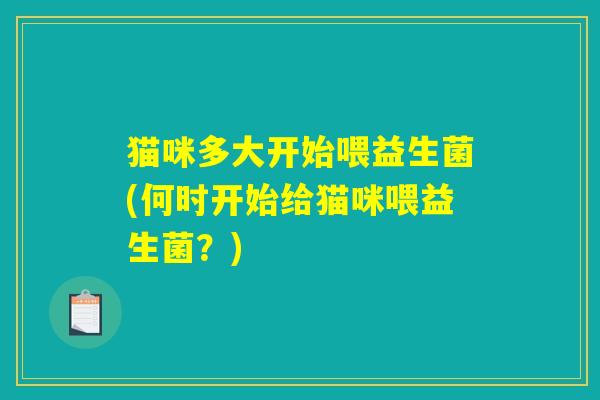 猫咪多大开始喂益生菌(何时开始给猫咪喂益生菌？)