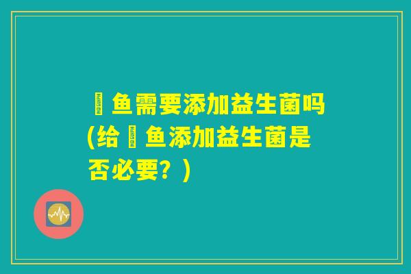 魟鱼需要添加益生菌吗(给魟鱼添加益生菌是否必要？)