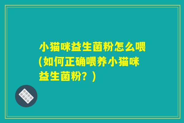 小猫咪益生菌粉怎么喂(如何正确喂养小猫咪益生菌粉？)