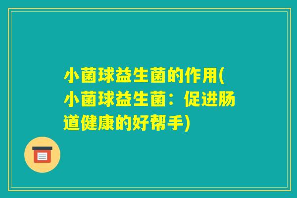 小菌球益生菌的作用(小菌球益生菌：促进肠道健康的好帮手)