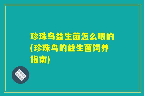 珍珠鸟益生菌怎么喂的(珍珠鸟的益生菌饲养指南) 珍珠鸟益生菌怎么喂的(珍珠鸟的益生菌饲养指南)
