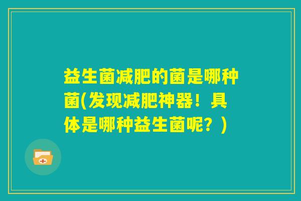 益生菌减肥的菌是哪种菌(发现减肥神器！具体是哪种益生菌呢？)