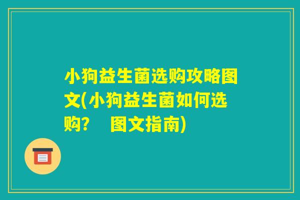 小狗益生菌选购攻略图文(小狗益生菌如何选购？  图文指南)