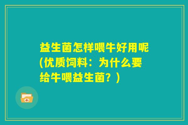 益生菌怎样喂牛好用呢(优质饲料：为什么要给牛喂益生菌？)