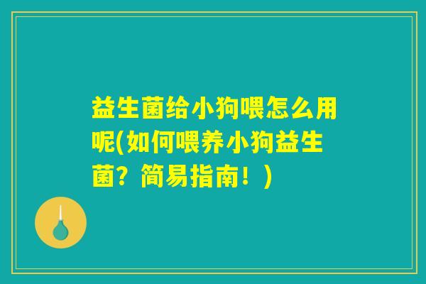 益生菌给小狗喂怎么用呢(如何喂养小狗益生菌？简易指南！)