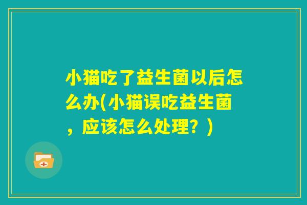 小猫吃了益生菌以后怎么办(小猫误吃益生菌,应该怎么处理?) 小猫吃了益生菌以后怎么办(小猫误吃益生菌,应该怎么处理?)