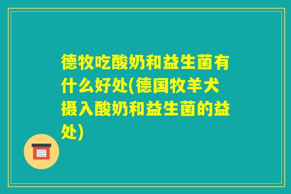 德牧吃酸奶和益生菌有什么好处(德国牧羊犬摄入酸奶和益生菌的益处)