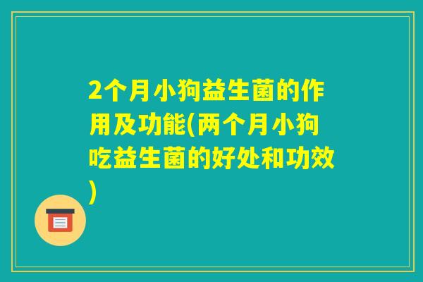 2个月小狗益生菌的作用及功能(两个月小狗吃益生菌的好处和功效)