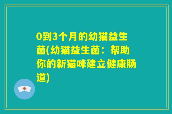 0到3个月的幼猫益生菌(幼猫益生菌：帮助你的新猫咪建立健康肠道)