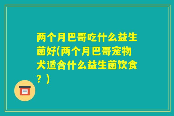 两个月巴哥吃什么益生菌好(两个月巴哥宠物犬适合什么益生菌饮食?) 两个月巴哥吃什么益生菌好(两个月巴哥宠物犬适合什么益生菌饮食?)