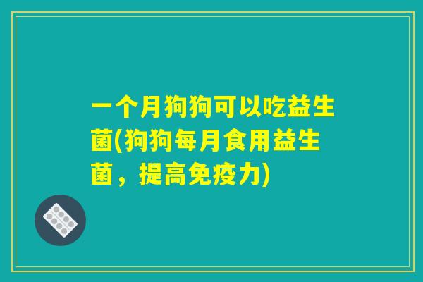 一个月狗狗可以吃益生菌(狗狗每月食用益生菌,提高免疫力) 一个月狗狗可以吃益生菌(狗狗每月食用益生菌,提高免疫力)