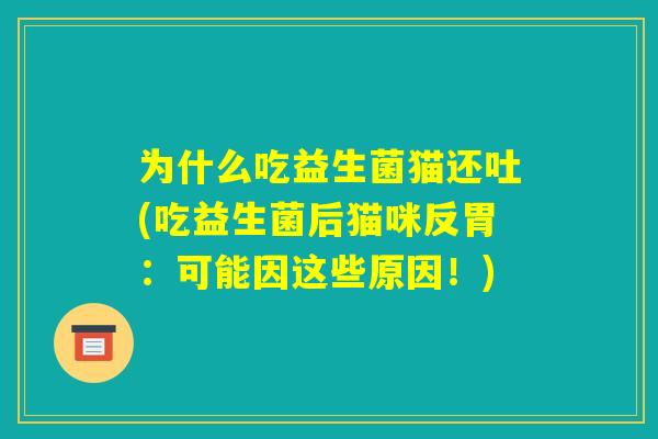 为什么吃益生菌猫还吐(吃益生菌后猫咪反胃:可能因这些原因!) 为什么吃益生菌猫还吐(吃益生菌后猫咪反胃:可能因这些原因!)