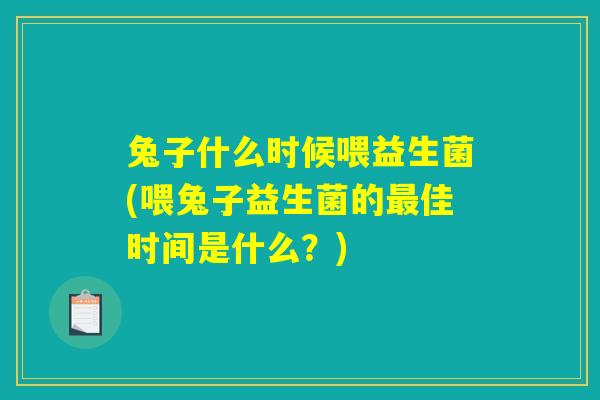 兔子什么时候喂益生菌(喂兔子益生菌的最佳时间是什么?) 兔子什么时候喂益生菌(喂兔子益生菌的最佳时间是什么?)