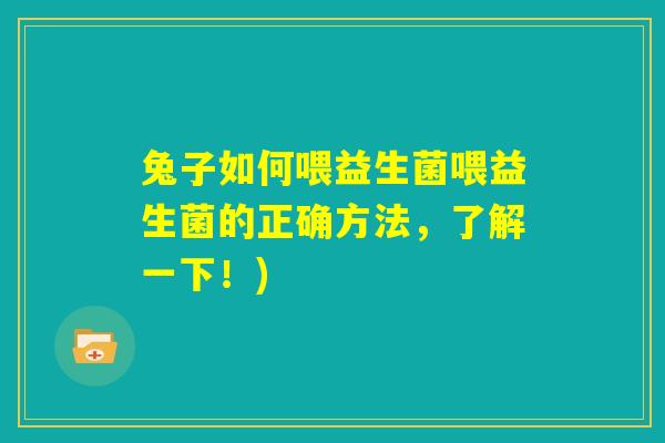兔子如何喂益生菌喂益生菌的正确方法,了解一下!) 兔子如何喂益生菌喂益生菌的正确方法,了解一下!)