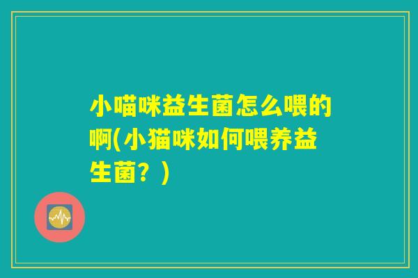 小喵咪益生菌怎么喂的啊(小猫咪如何喂养益生菌？)