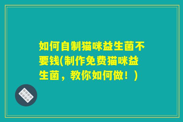 如何自制猫咪益生菌不要钱(制作免费猫咪益生菌，教你如何做！)