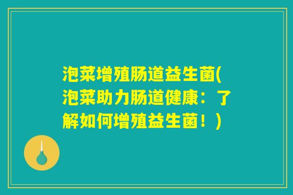 泡菜增殖肠道益生菌(泡菜助力肠道健康：了解如何增殖益生菌！)