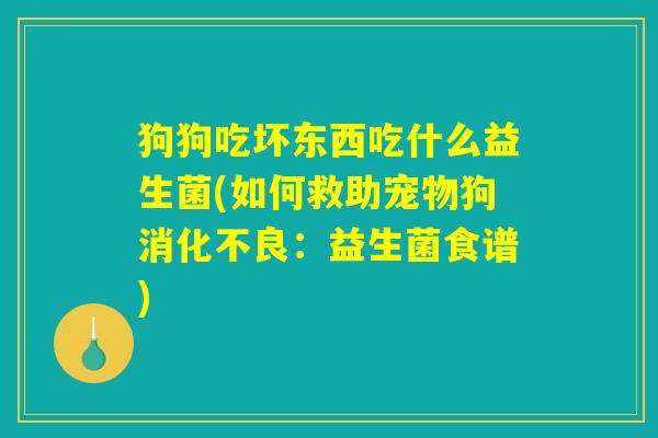 狗狗吃坏东西吃什么益生菌(如何救助宠物狗消化不良：益生菌食谱)