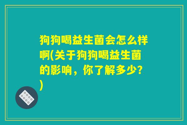 狗狗喝益生菌会怎么样啊(关于狗狗喝益生菌的影响,你了解多少?) 狗狗喝益生菌会怎么样啊(关于狗狗喝益生菌的影响,你了解多少?)
