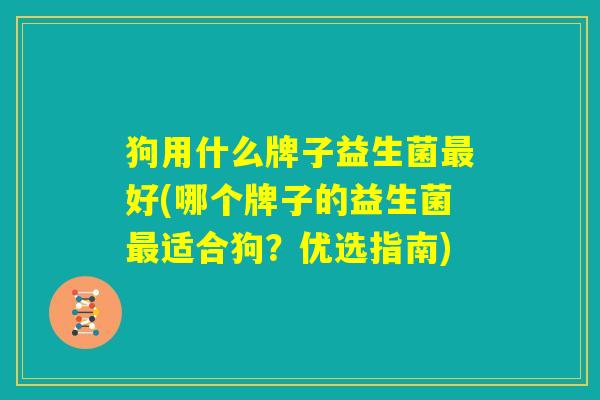狗用什么牌子益生菌最好(哪个牌子的益生菌最适合狗？优选指南)