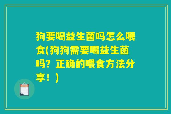狗要喝益生菌吗怎么喂食(狗狗需要喝益生菌吗？正确的喂食方法分享！)