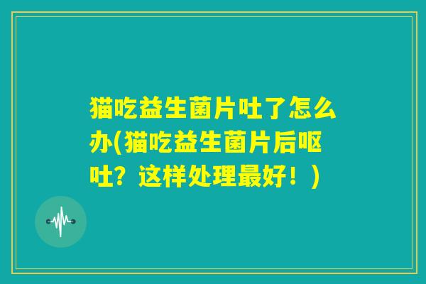 猫吃益生菌片吐了怎么办(猫吃益生菌片后呕吐？这样处理最好！)