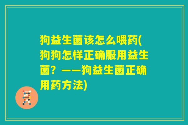 狗益生菌该怎么喂药(狗狗怎样正确服用益生菌?——狗益生菌正确用药方法) 狗益生菌该怎么喂药(狗狗怎样正确服用益生菌?——狗益生菌正确用药方法)
