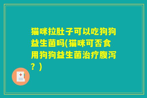 猫咪拉肚子可以吃狗狗益生菌吗(猫咪可否食用狗狗益生菌治疗腹泻？)