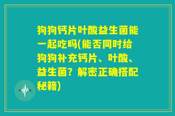 狗狗钙片叶酸益生菌能一起吃吗(能否同时给狗狗补充钙片、叶酸、益生菌?解密正确搭配秘籍) 狗狗钙片叶酸益生菌能一起吃吗(能否同时给狗狗补充钙片、叶酸、益生菌?解密正确搭配秘籍)