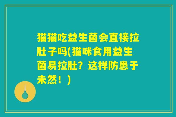 猫猫吃益生菌会直接拉肚子吗(猫咪食用益生菌易拉肚?这样防患于未然!) 猫猫吃益生菌会直接拉肚子吗(猫咪食用益生菌易拉肚?这样防患于未然!)