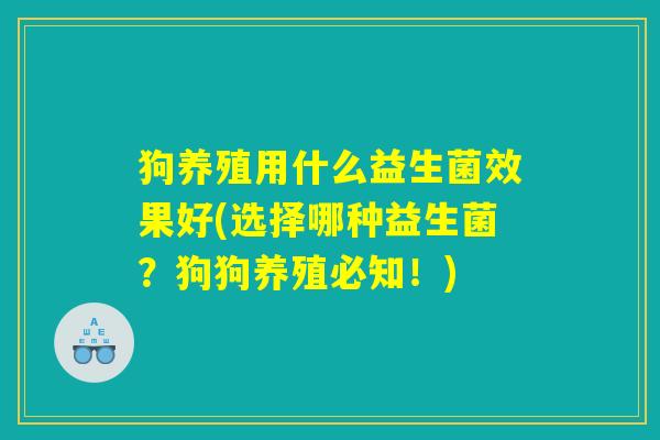 狗养殖用什么益生菌效果好(选择哪种益生菌?狗狗养殖必知!) 狗养殖用什么益生菌效果好(选择哪种益生菌?狗狗养殖必知!)