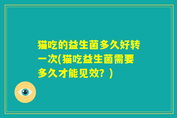 猫吃的益生菌多久好转一次(猫吃益生菌需要多久才能见效?) 猫吃的益生菌多久好转一次(猫吃益生菌需要多久才能见效?)