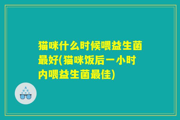 猫咪什么时候喂益生菌最好(猫咪饭后一小时内喂益生菌最佳) 猫咪什么时候喂益生菌最好(猫咪饭后一小时内喂益生菌最佳)