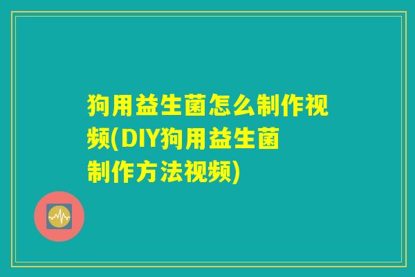 狗用益生菌怎么制作视频(DIY狗用益生菌制作方法视频)